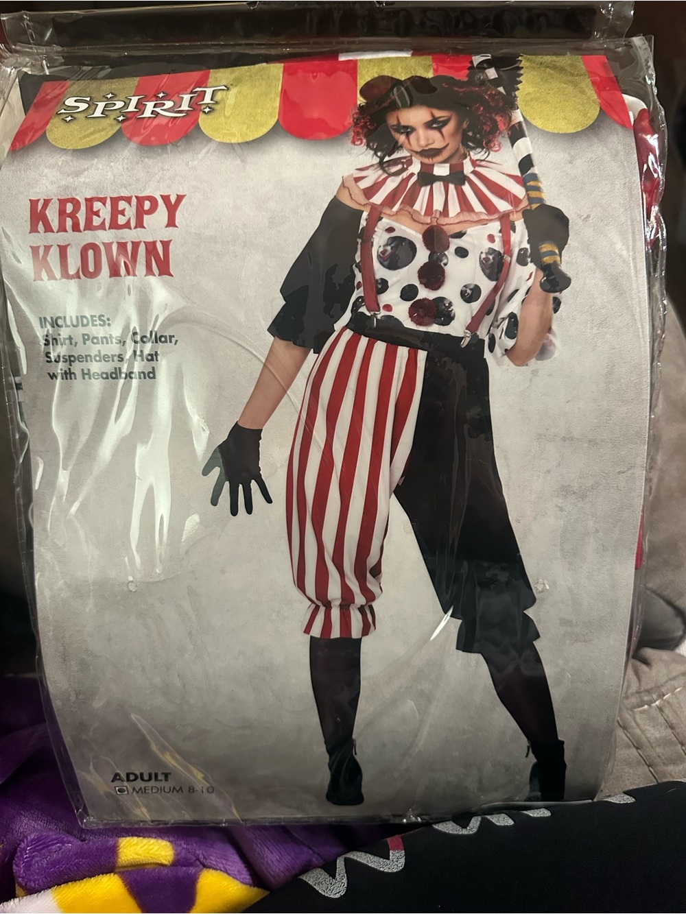 Spirit Kreepy Klown Costume – Red, White & Black